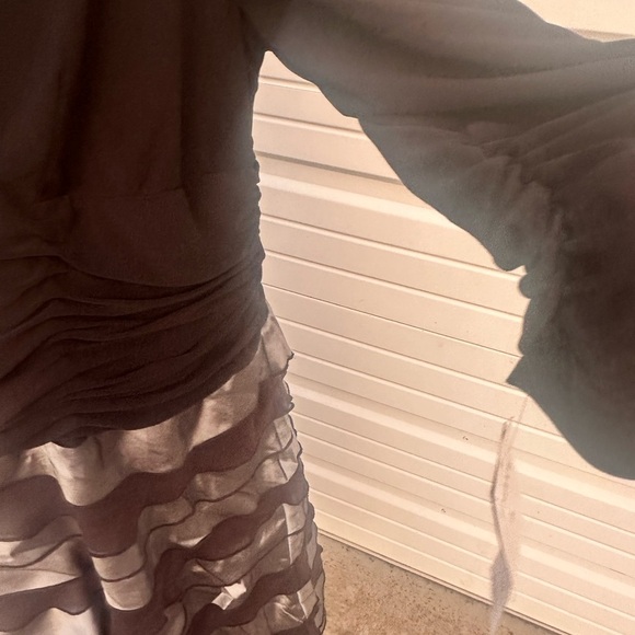 S.L. Fashions Elegant Black and Silver Tiered Taffeta Dress size 18W. - Picture 4 of 9